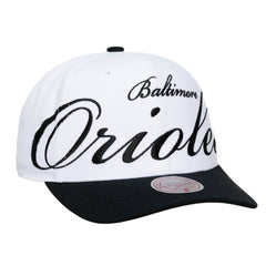 Baltimore Orioles Mitchell & Ness Unisex XL Script Pro Crown Snapback Hat - White/Black - Mitchell & Ness Online