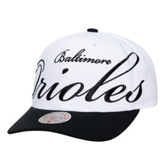 Baltimore Orioles Mitchell & Ness Unisex XL Script Pro Crown Snapback Hat - White/Black - Mitchell & Ness Online