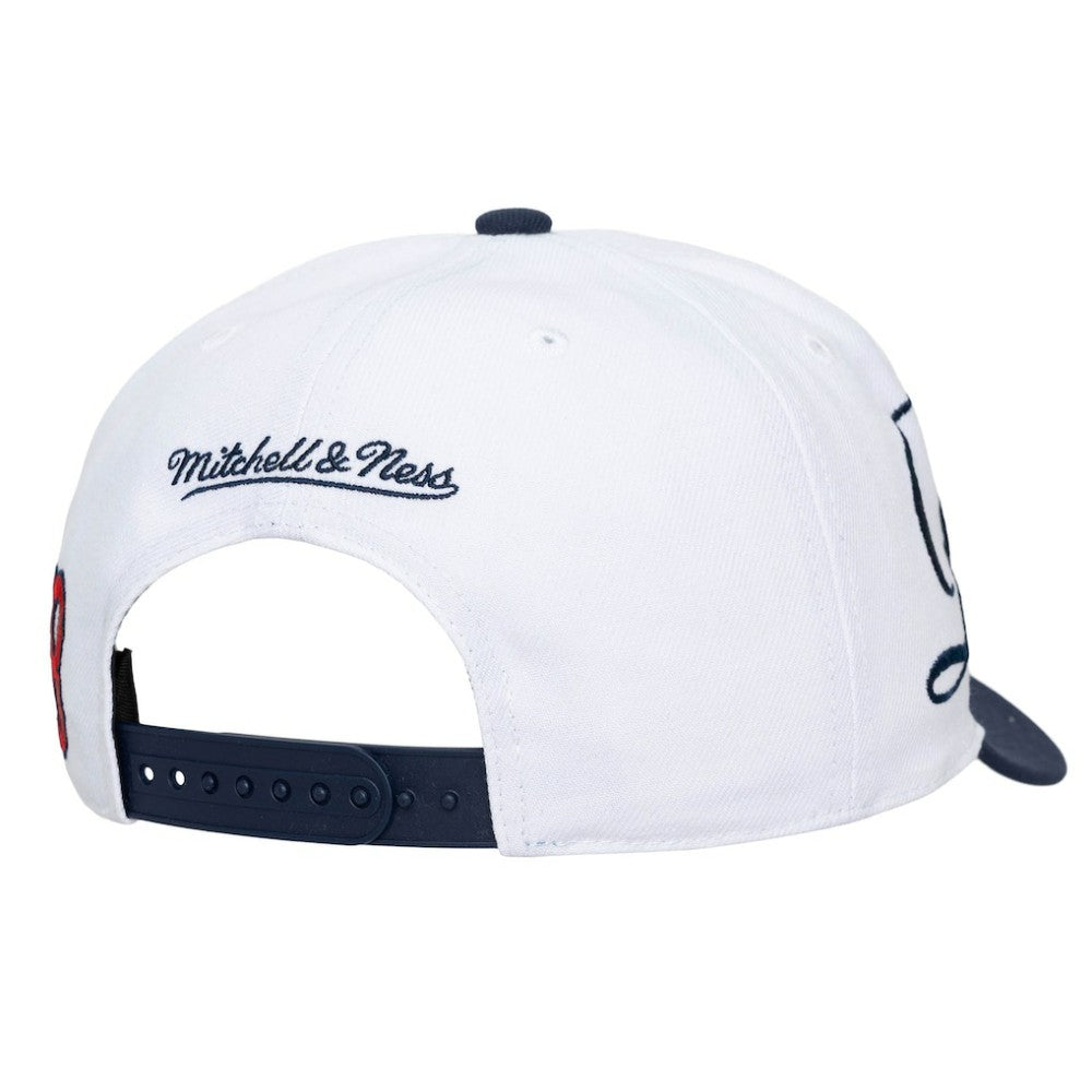 Boston Red Sox Mitchell & Ness Unisex XL Script Pro Crown Snapback Hat - White/Navy - Mitchell & Ness Discount