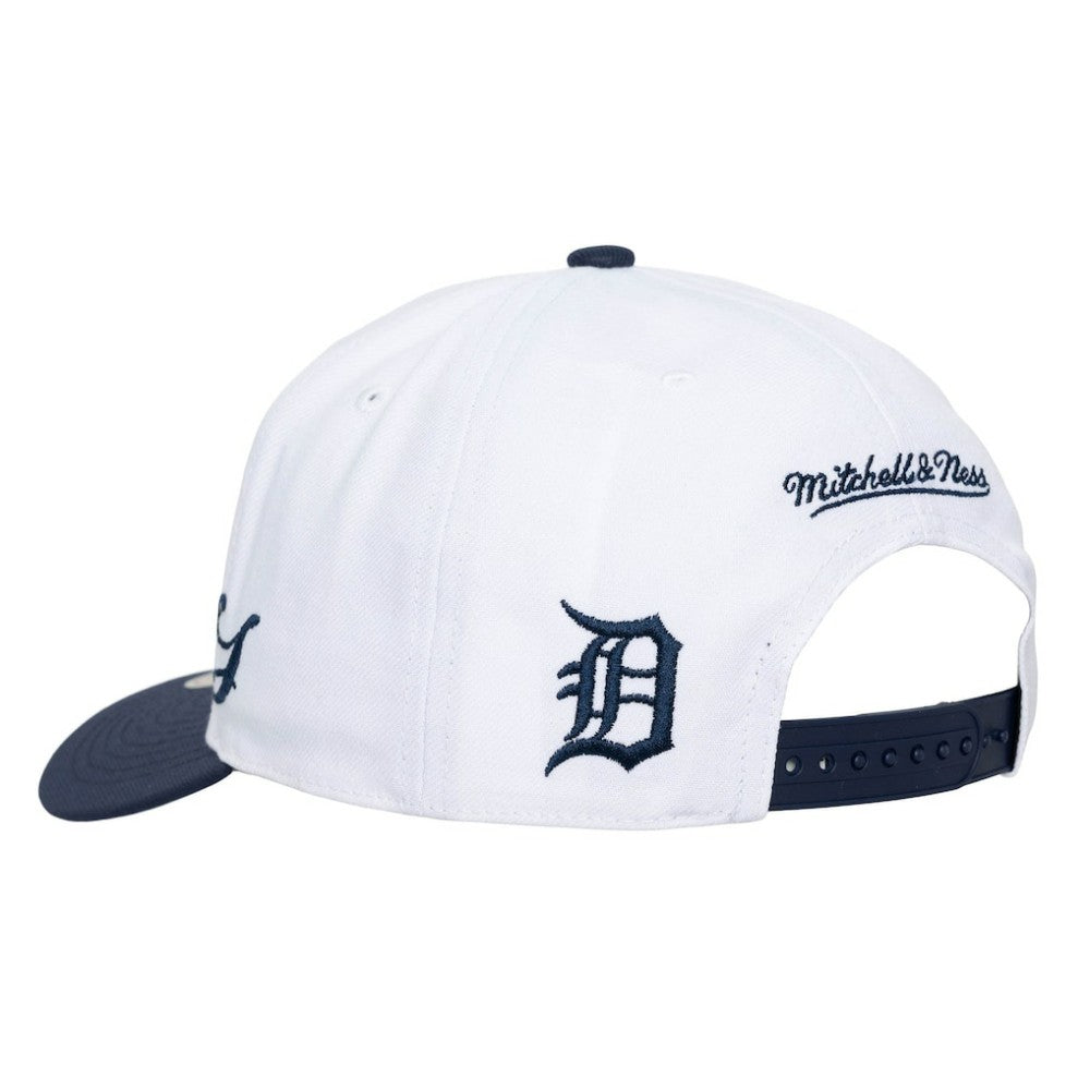 Detroit Tigers Mitchell & Ness Unisex XL Script Pro Crown Snapback Hat - White/Navy - Mitchell & Ness Sale