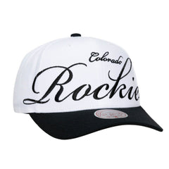 Colorado Rockies Mitchell & Ness Unisex XL Script Pro Crown Snapback Hat - White/Black - Mitchell & Ness Sale