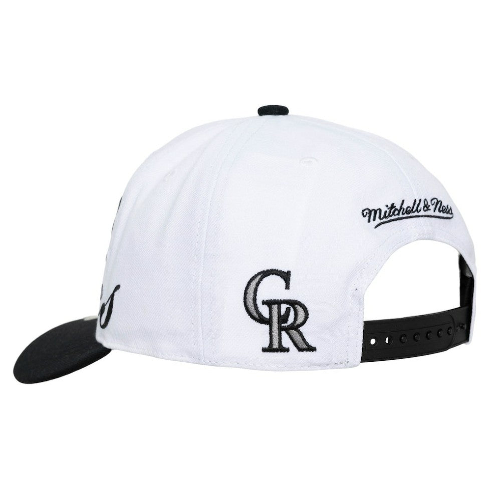 Colorado Rockies Mitchell & Ness Unisex XL Script Pro Crown Snapback Hat - White/Black - Mitchell & Ness Sale