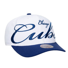 Chicago Cubs Mitchell & Ness Unisex XL Script Pro Crown Snapback Hat - White/Royal - Mitchell & Ness Sale