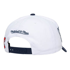 Cleveland Guardians Mitchell & Ness Unisex XL Script Pro Crown Snapback Hat - White/Navy - Mitchell & Ness on Sale
