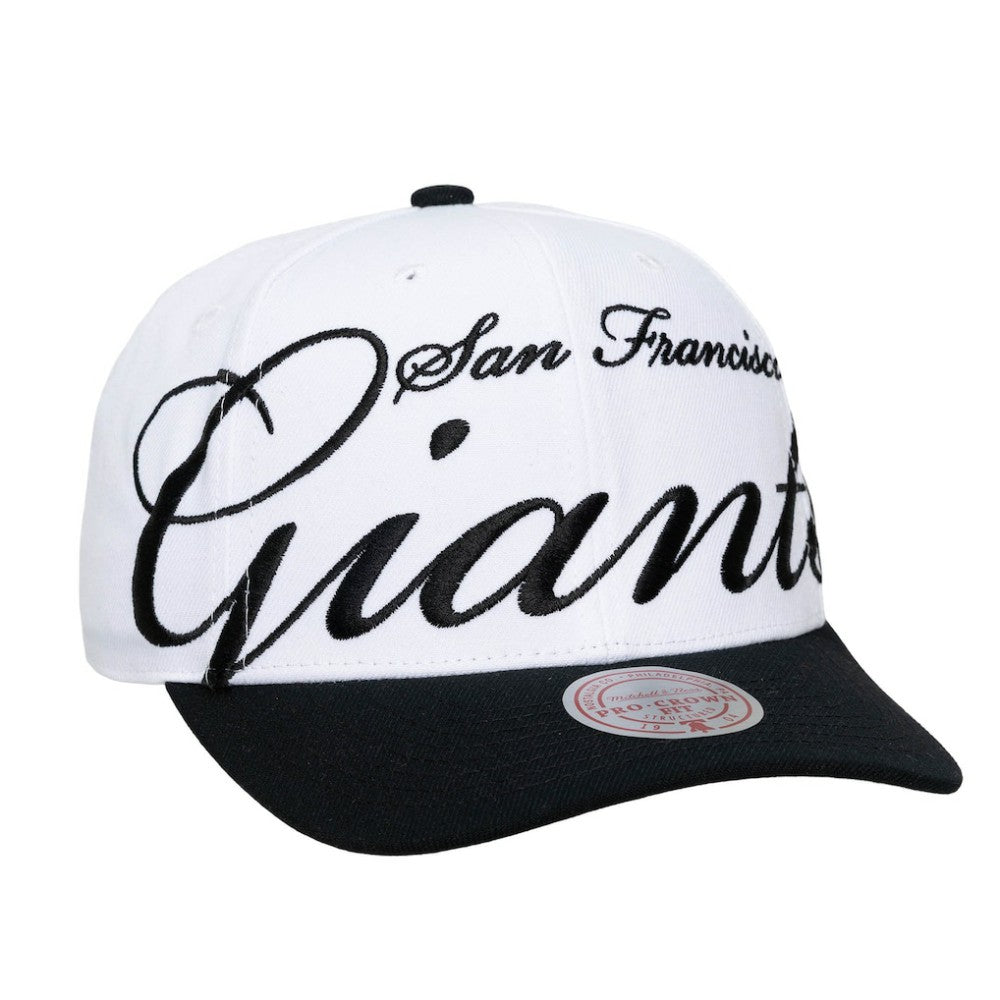 San Francisco Giants Mitchell & Ness Unisex XL Script Pro Crown Adjustable Hat - White/Black - Mitchell & Ness Discount