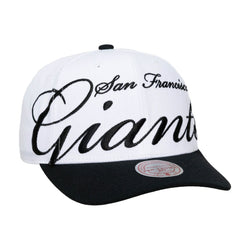 San Francisco Giants Mitchell & Ness Unisex XL Script Pro Crown Adjustable Hat - White/Black - Mitchell & Ness Discount