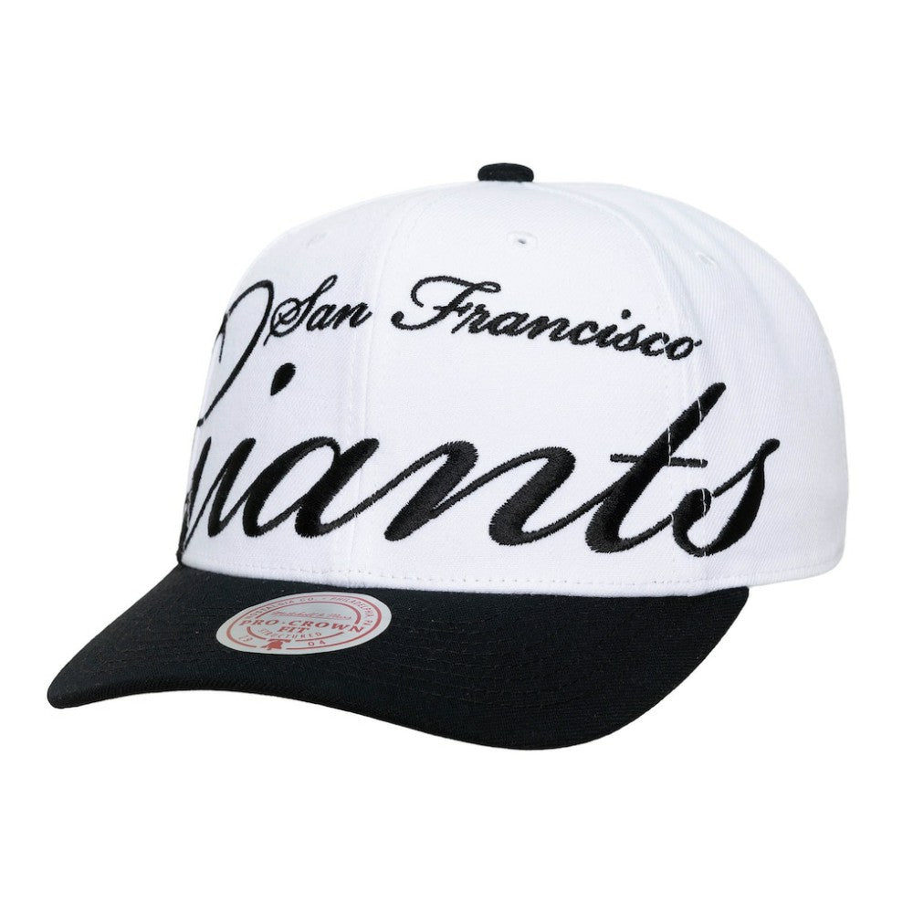San Francisco Giants Mitchell & Ness Unisex XL Script Pro Crown Adjustable Hat - White/Black - Mitchell & Ness Discount