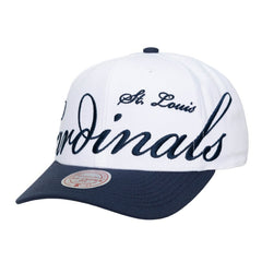 St. Louis Cardinals Mitchell & Ness Unisex XL Script Pro Crown Adjustable Hat - White/Navy - Mitchell & Ness Discount