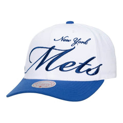 New York Mets Mitchell & Ness Unisex XL Script Pro Crown Snapback Hat - White/Royal - Mitchell & Ness Online