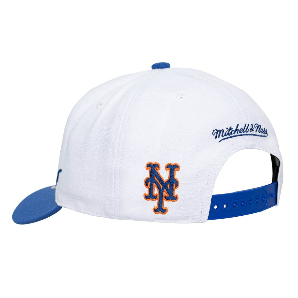 New York Mets Mitchell & Ness Unisex XL Script Pro Crown Snapback Hat - White/Royal - Mitchell & Ness Online