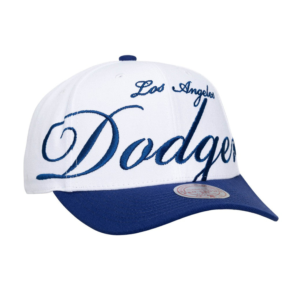 Los Angeles Dodgers Mitchell & Ness Unisex XL Script Pro Crown Snapback Hat - White/Royal - Mitchell & Ness Lifestyle