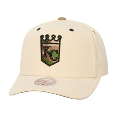 Kansas City Royals Mitchell & Ness Unisex Camo Logo Pro Crown Snapback Hat - Cream - Mitchell & Ness on Sale
