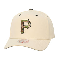 Pittsburgh Pirates Mitchell & Ness Unisex Camo Logo Pro Crown Snapback Hat - Cream - Mitchell & Ness Sale