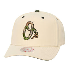 Baltimore Orioles Mitchell & Ness Unisex Camo Logo Pro Crown Snapback Hat - Cream - Mitchell & Ness Sale