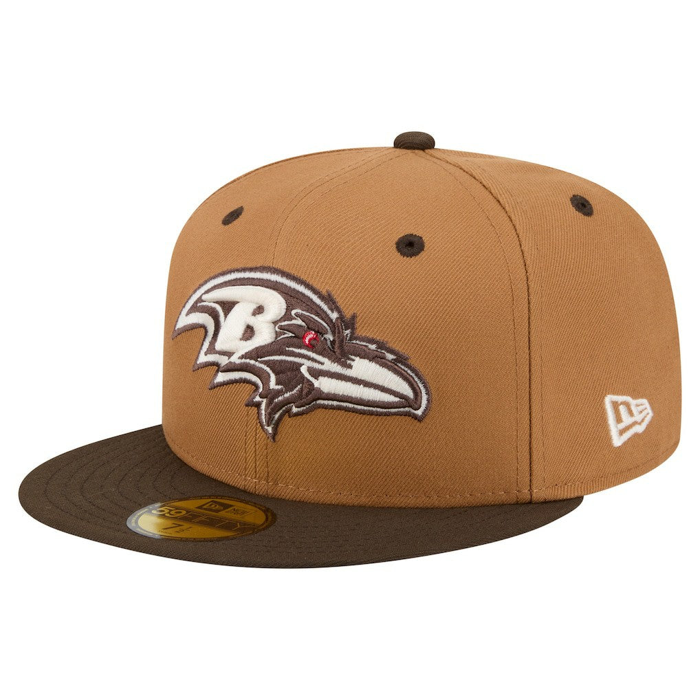 Baltimore Ravens New Era Two-Tone Walnut 59FIFTY Fitted Hat Light Brown/Dark Brown