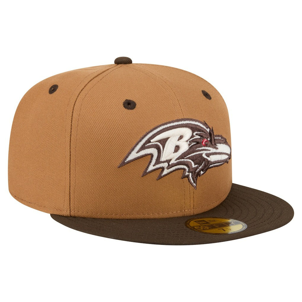 Baltimore Ravens New Era Two-Tone Walnut 59FIFTY Fitted Hat Light Brown/Dark Brown