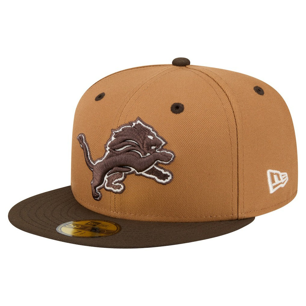 Detroit Lions New Era Two-Tone Walnut 59FIFTY Fitted Hat Light Brown/Dark Brown