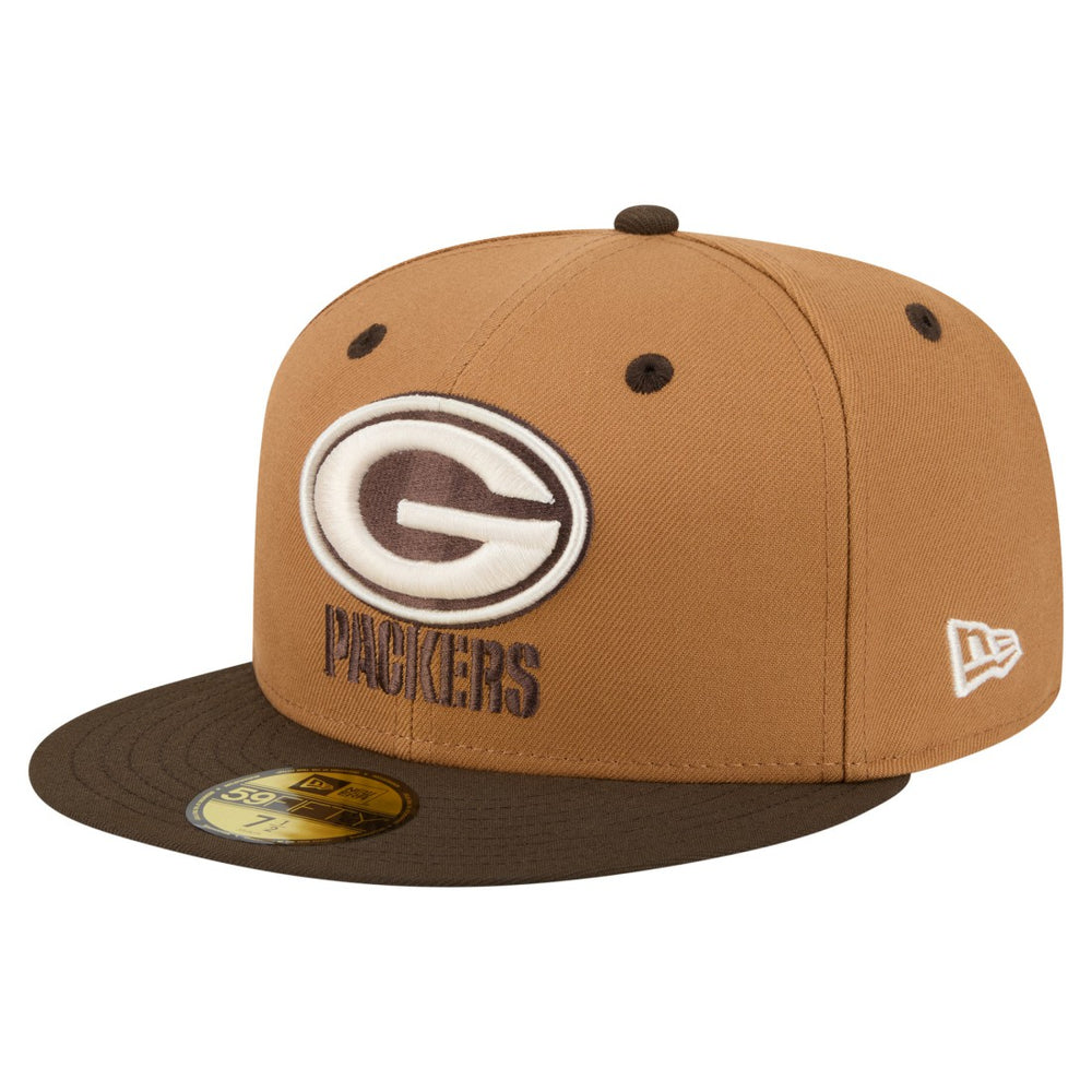Green Bay Packers New Era Two-Tone Walnut 59FIFTY Fitted Hat Light Brown/Dark Brown