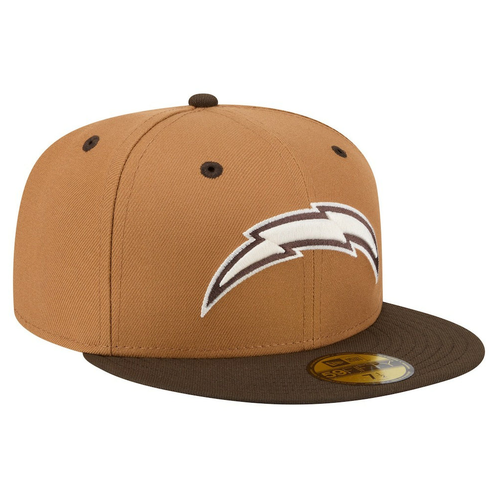 Los Angeles Chargers New Era Two-Tone Walnut 59FIFTY Fitted Hat Light Brown/Dark Brown