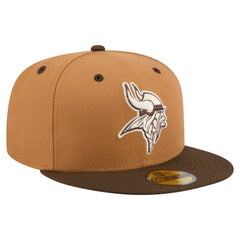 Minnesota Vikings New Era Two-Tone Walnut 59FIFTY Fitted Hat Light Brown/Dark Brown