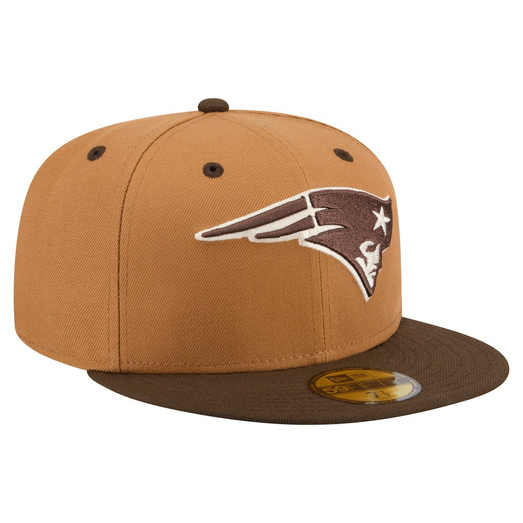 New England Patriots New Era Two-Tone Walnut 59FIFTY Fitted Hat Light Brown/Dark Brown