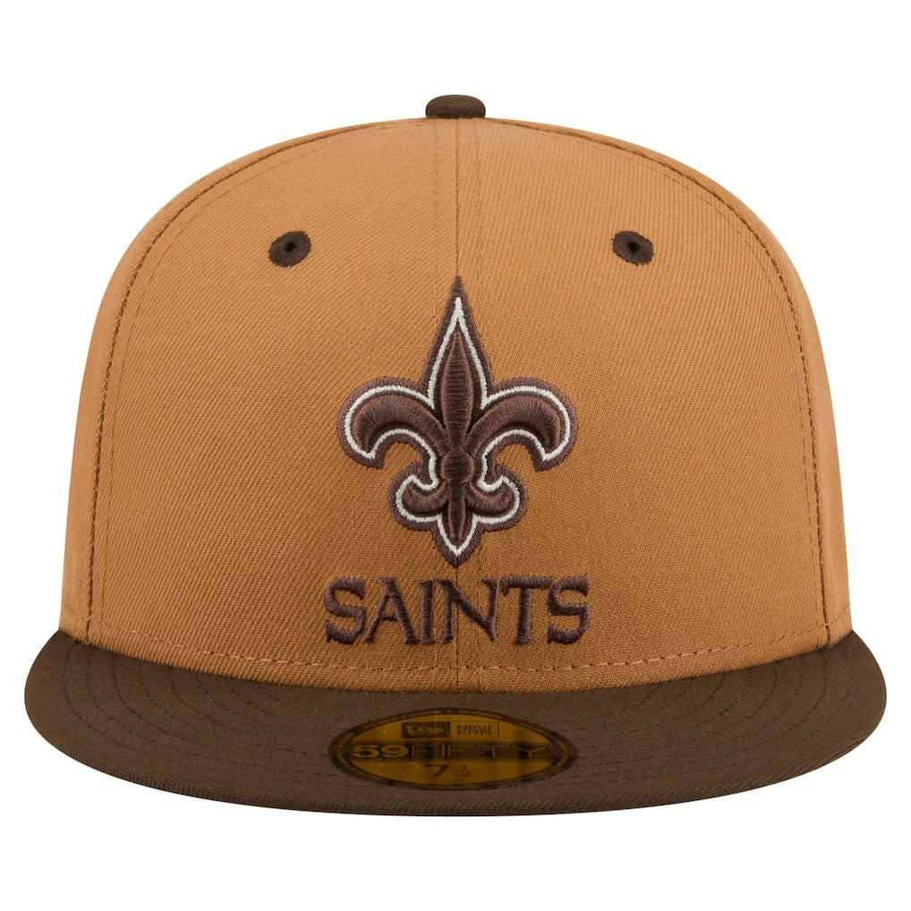 New Orleans Saints New Era Two-Tone Walnut 59FIFTY Fitted Hat Light Brown/Dark Brown