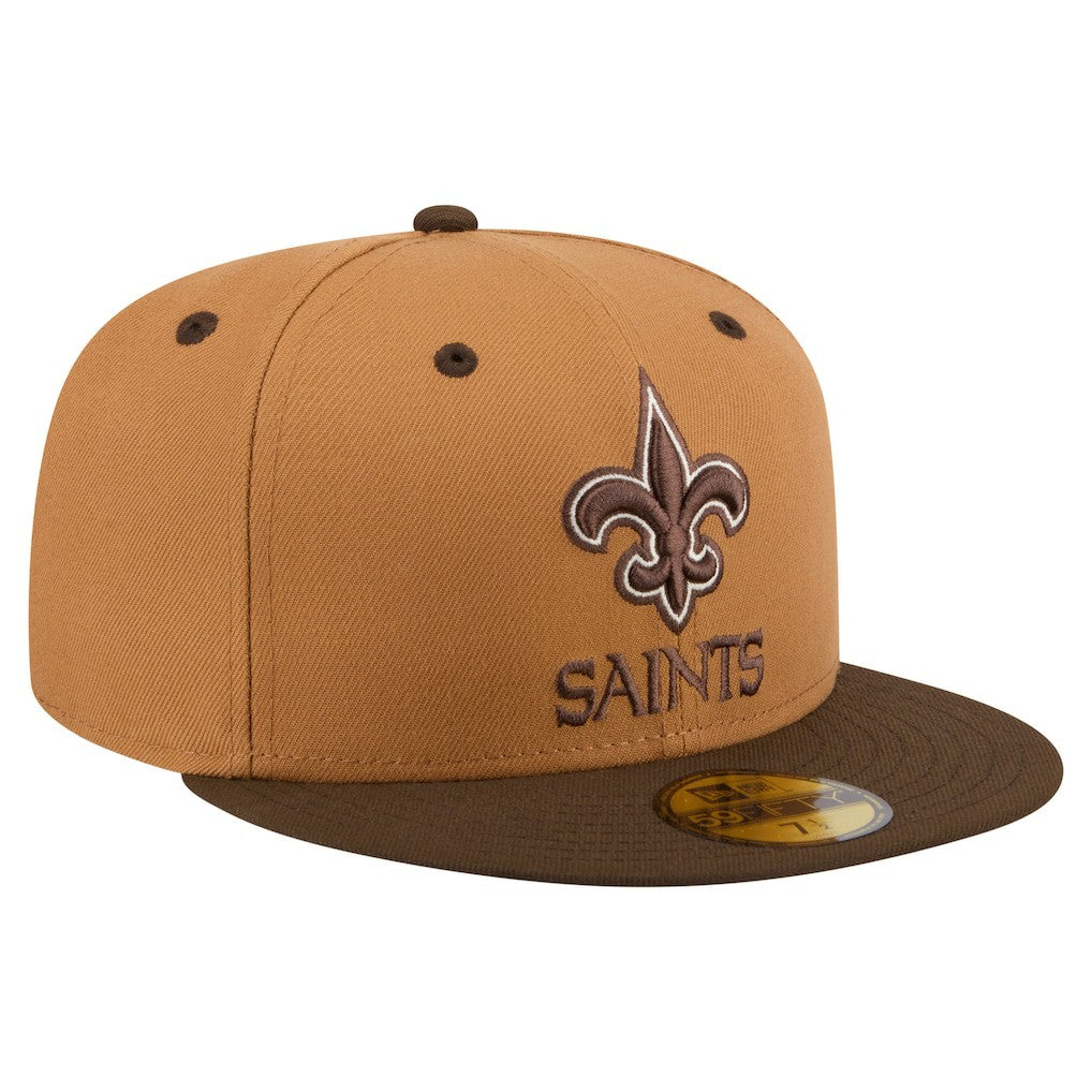 New Orleans Saints New Era Two-Tone Walnut 59FIFTY Fitted Hat Light Brown/Dark Brown