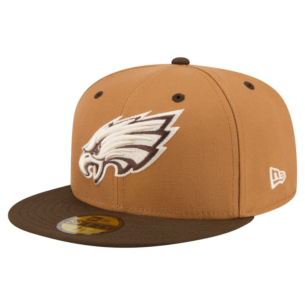 Philadelphia Eagles New Era Two-Tone Walnut 59FIFTY Fitted Hat Light Brown/Dark Brown