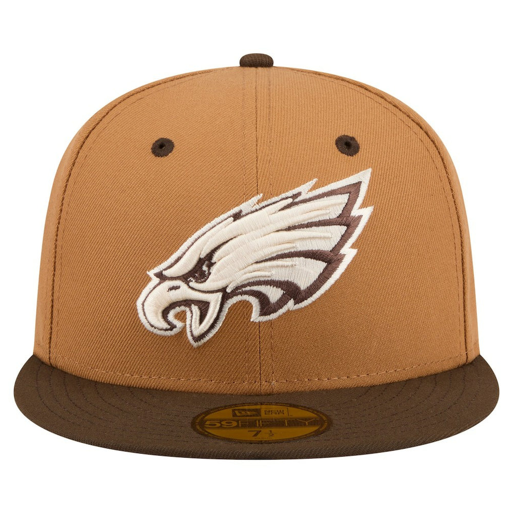 Philadelphia Eagles New Era Two-Tone Walnut 59FIFTY Fitted Hat Light Brown/Dark Brown