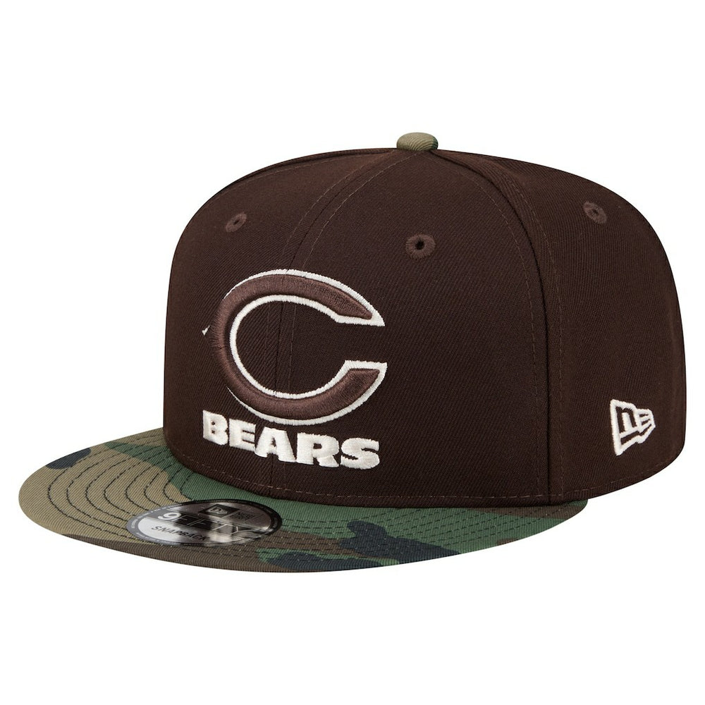 Chicago Bears Adult Burnt Wood Camo 9FIFTY Snapback Hat Dark Brown