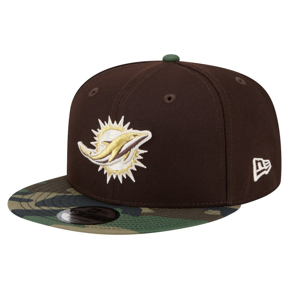 Miami Dolphins Adult Burnt Wood Camo 9FIFTY Snapback Hat Dark Brown