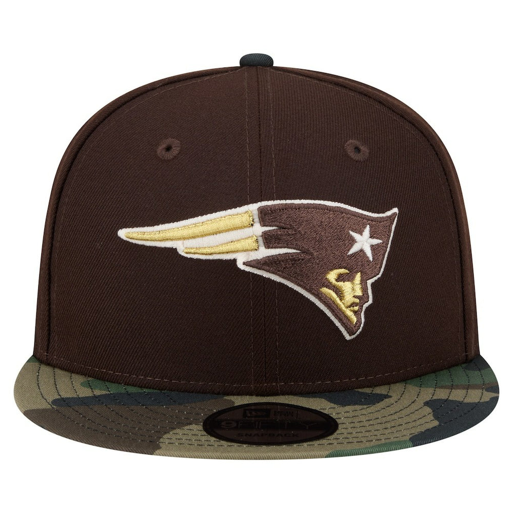 New England Patriots Adult Burnt Wood Camo 9FIFTY Snapback Hat Dark Brown