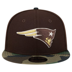 New England Patriots Adult Burnt Wood Camo 9FIFTY Snapback Hat Dark Brown