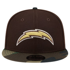 Los Angeles Chargers Adult Burnt Wood Camo 9FIFTY Snapback Hat Dark Brown
