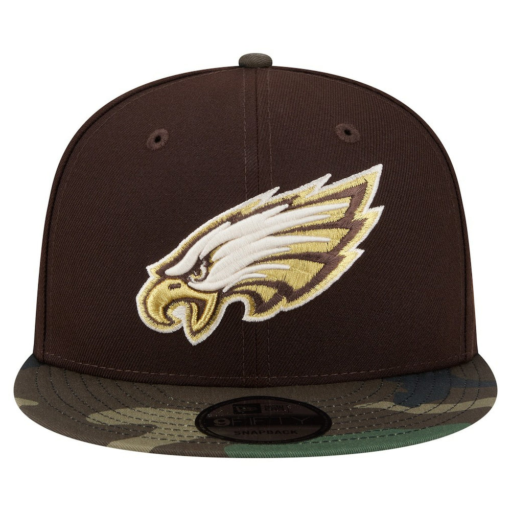 Philadelphia Eagles Adult Burnt Wood Camo 9FIFTY Snapback Hat Dark Brown