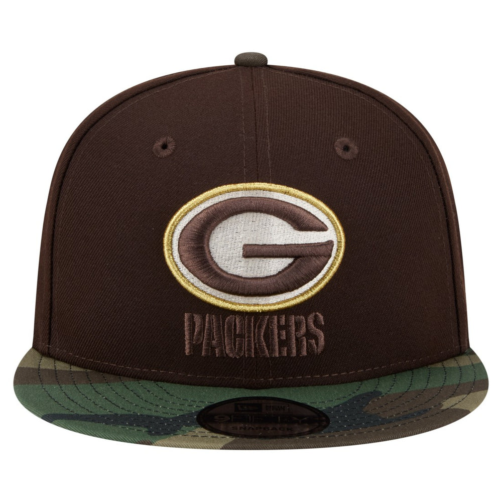 Green Bay Packers Adult Burnt Wood Camo 9FIFTY Snapback Hat Dark Brown