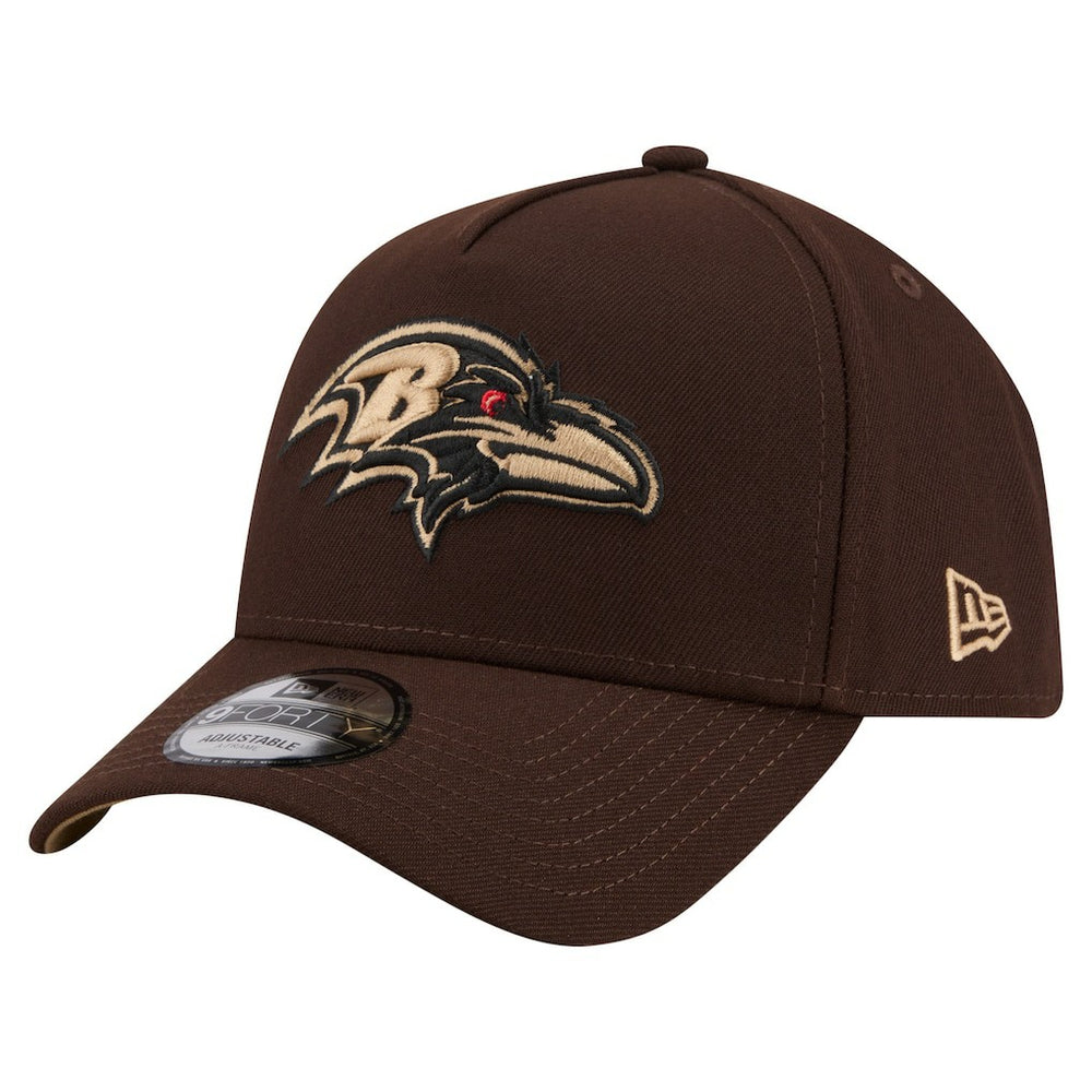 Baltimore Ravens New Era Burnt Wood A-Frame 9FORTY Adjustable Hat Dark Brown
