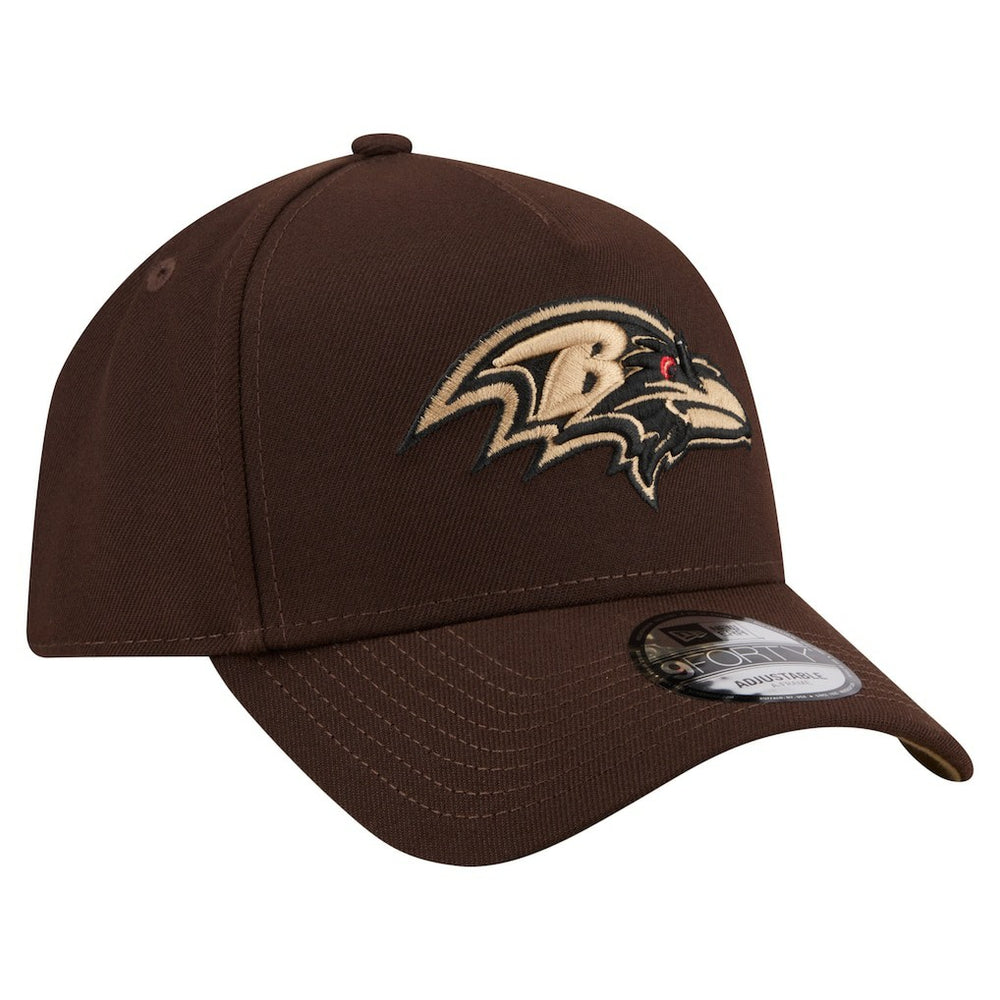 Baltimore Ravens New Era Burnt Wood A-Frame 9FORTY Adjustable Hat Dark Brown