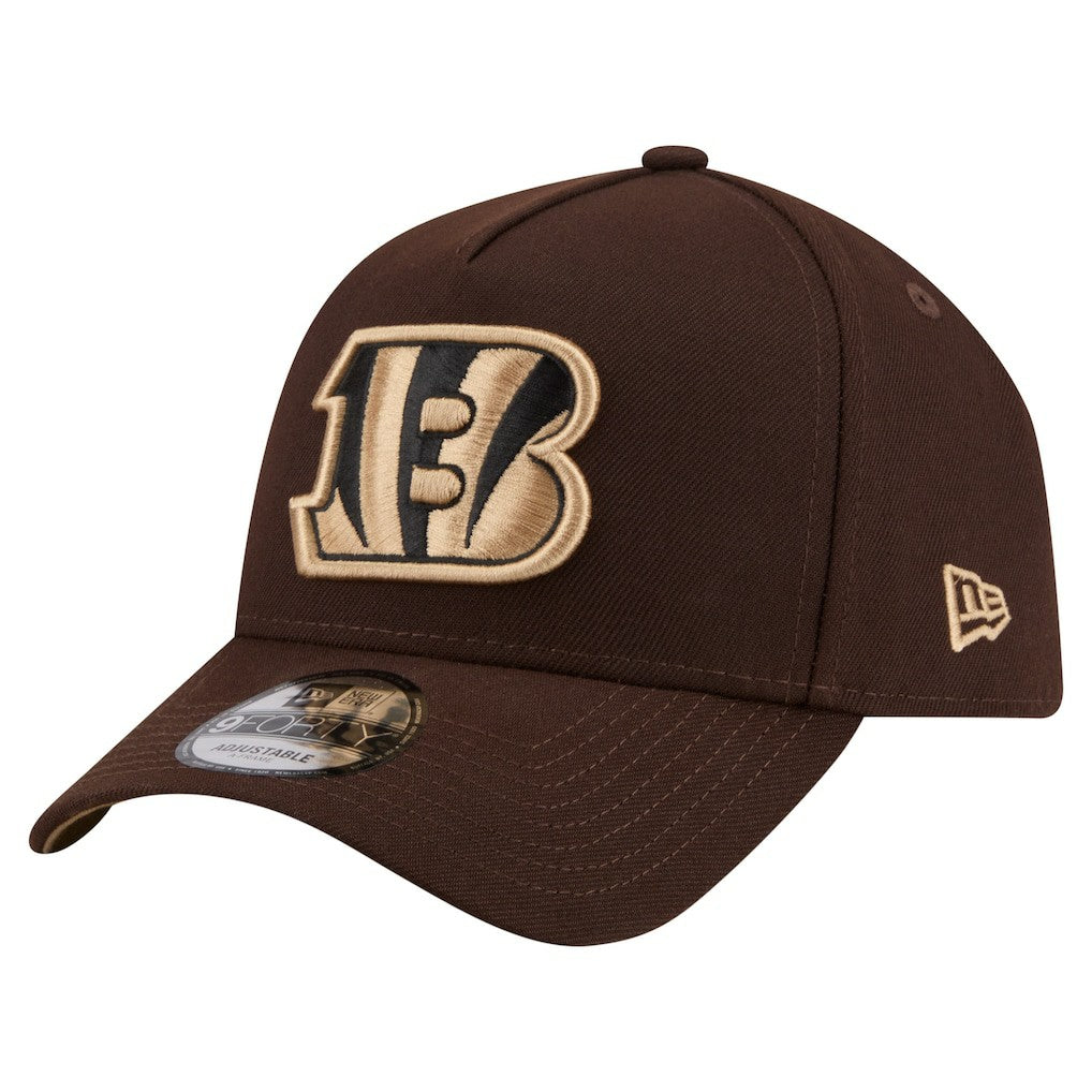 Cincinnati Bengals New Era Burnt Wood A-Frame 9FORTY Adjustable Hat Dark Brown
