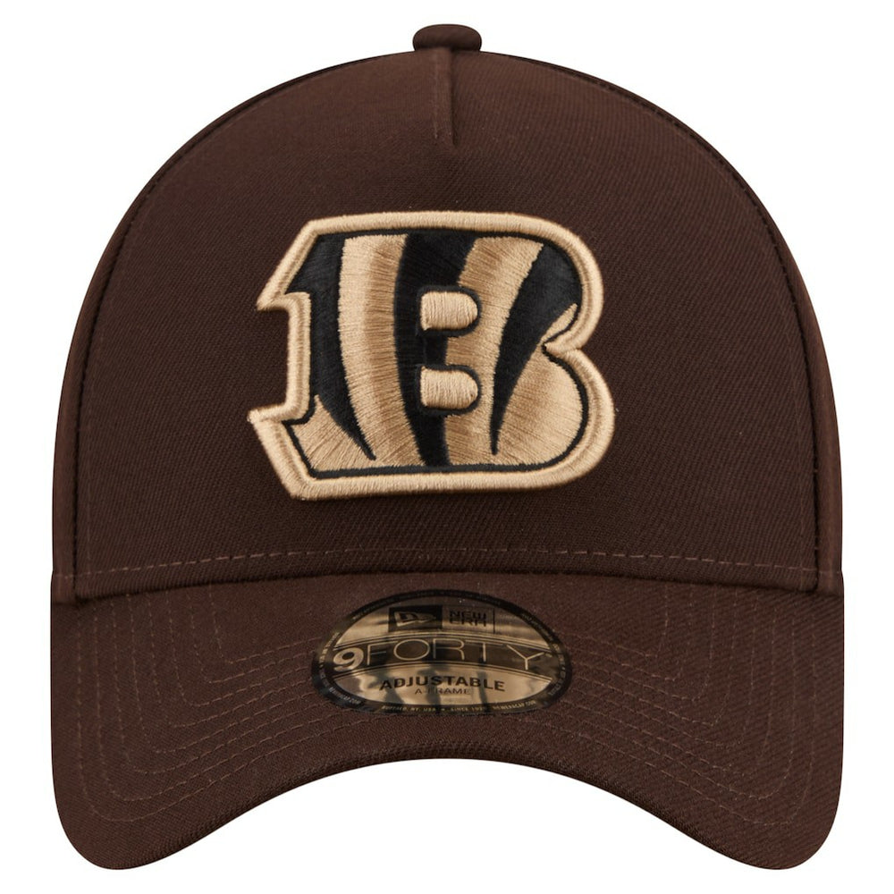 Cincinnati Bengals New Era Burnt Wood A-Frame 9FORTY Adjustable Hat Dark Brown