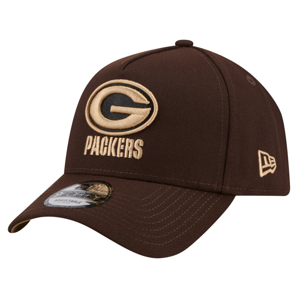 Green Bay Packers New Era Burnt Wood A-Frame 9FORTY Adjustable Hat Dark Brown