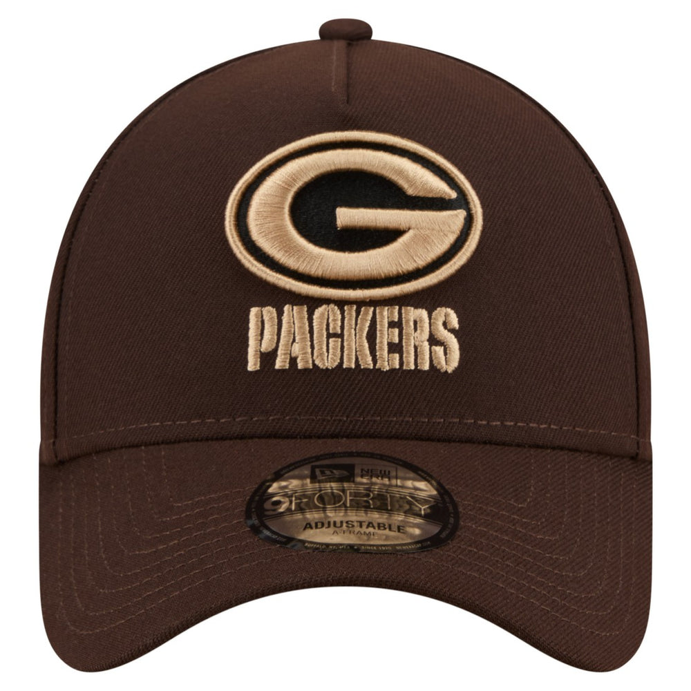 Green Bay Packers New Era Burnt Wood A-Frame 9FORTY Adjustable Hat Dark Brown
