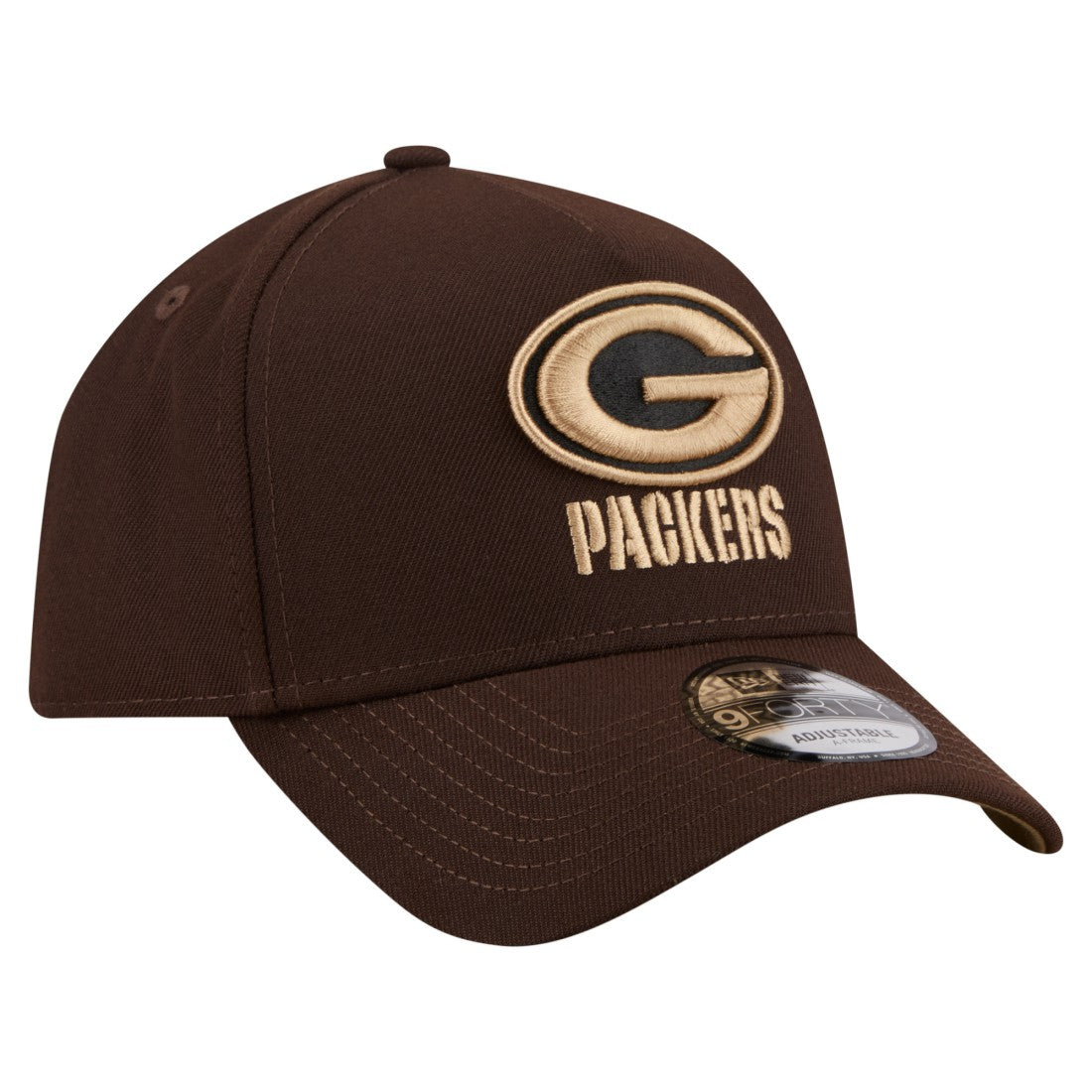 Green Bay Packers New Era Burnt Wood A-Frame 9FORTY Adjustable Hat Dark Brown