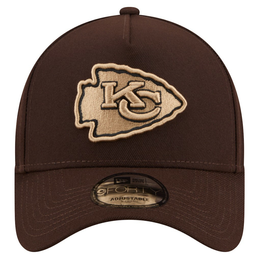 Kansas City Chiefs New Era Burnt Wood A-Frame 9FORTY Adjustable Hat Dark Brown