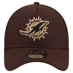 Miami Dolphins New Era Burnt Wood A-Frame 9FORTY Adjustable Hat Dark Brown