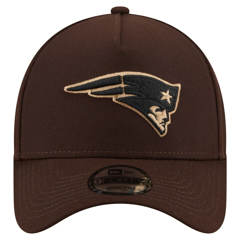 New England Patriots New Era Burnt Wood A-Frame 9FORTY Adjustable Hat Dark Brown