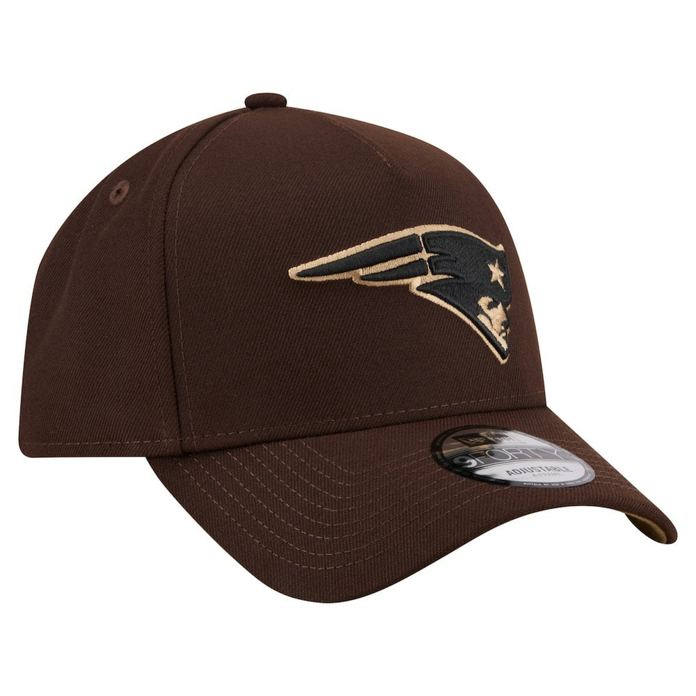 New England Patriots New Era Burnt Wood A-Frame 9FORTY Adjustable Hat Dark Brown
