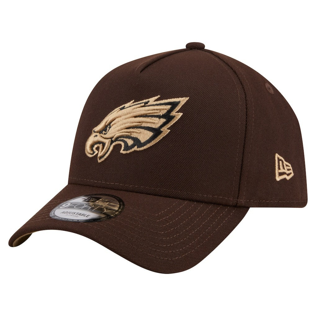Philadelphia Eagles New Era Burnt Wood A-Frame 9FORTY Adjustable Hat Dark Brown
