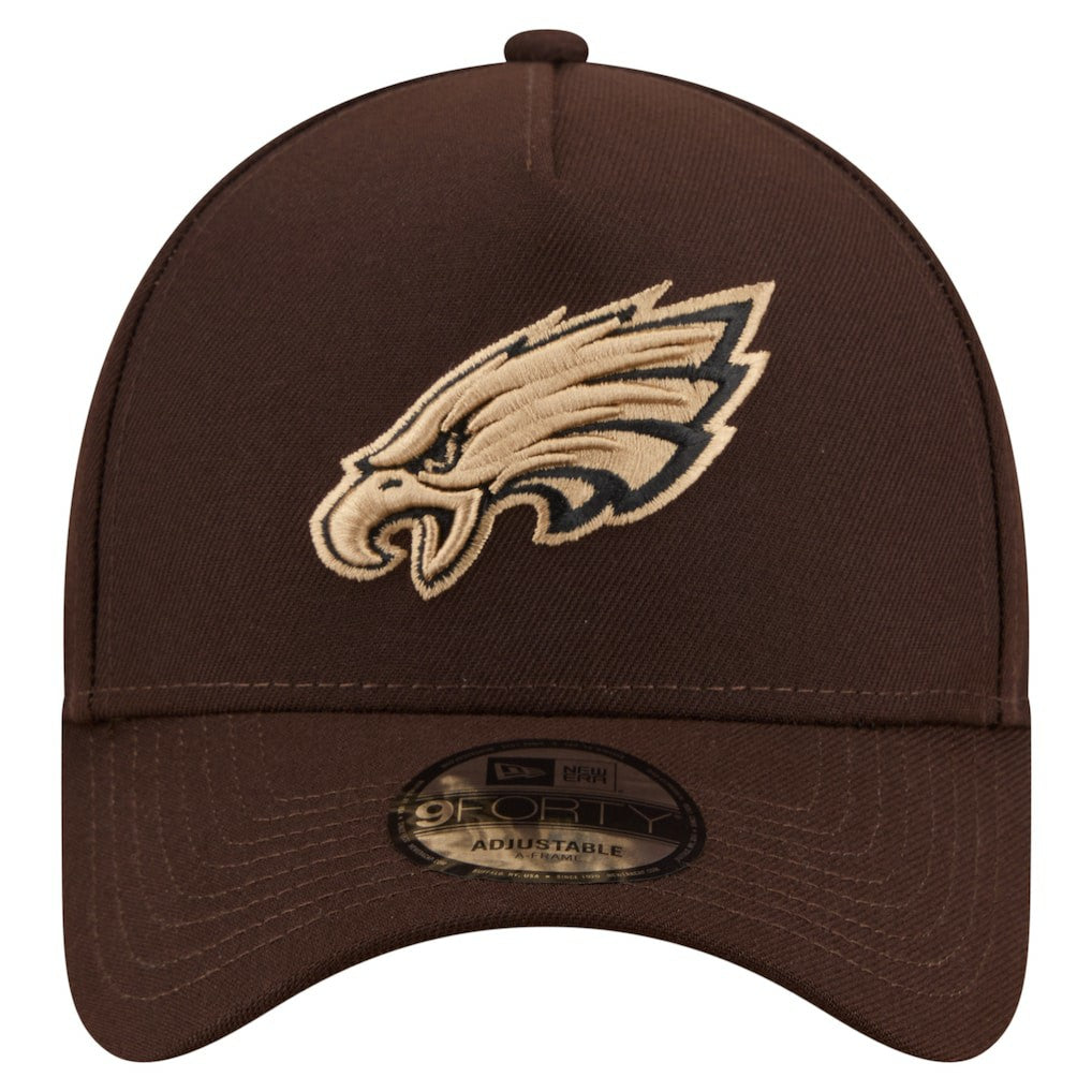 Philadelphia Eagles New Era Burnt Wood A-Frame 9FORTY Adjustable Hat Dark Brown