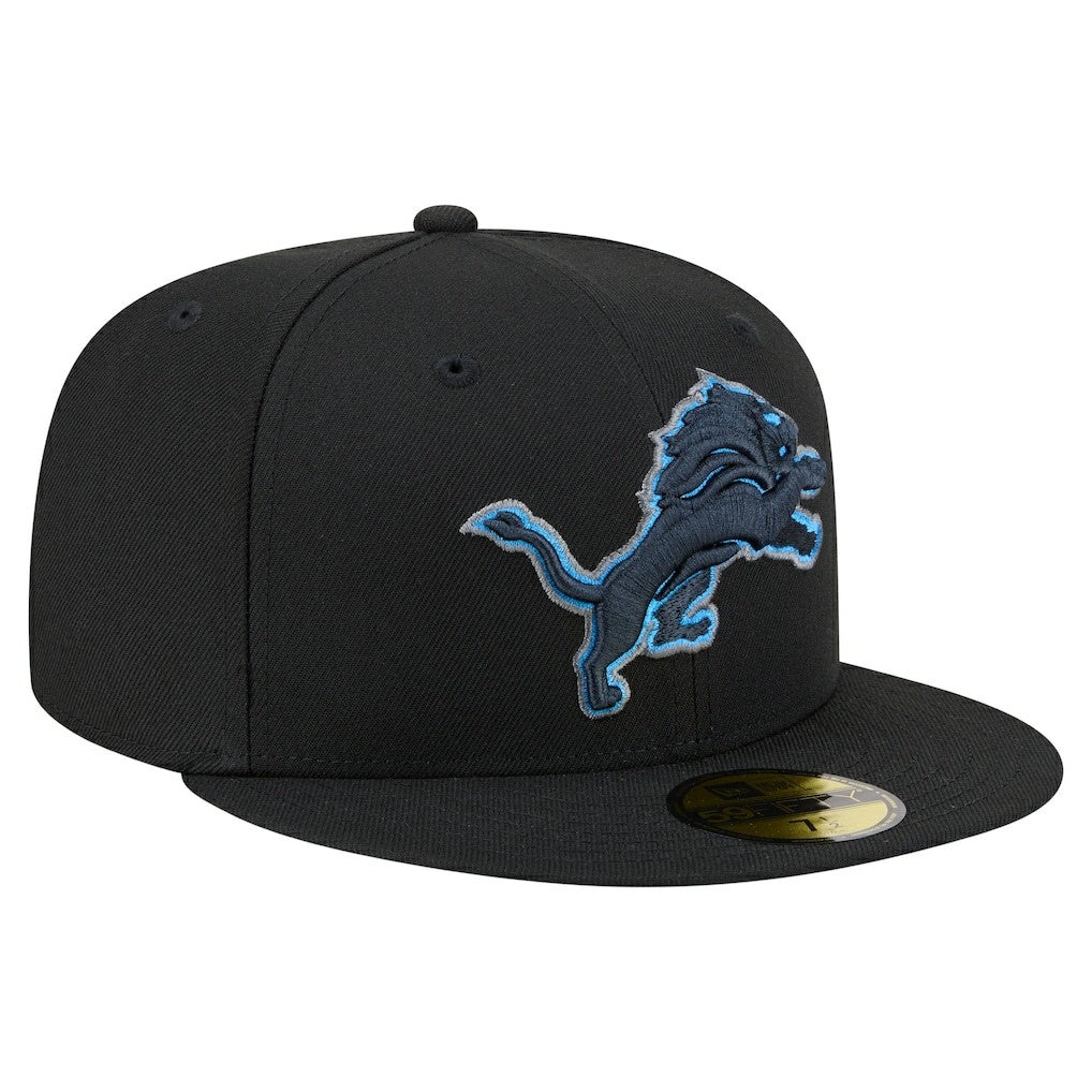 Detroit Lions New Era Color Pop 59FIFTY Fitted Hat Black